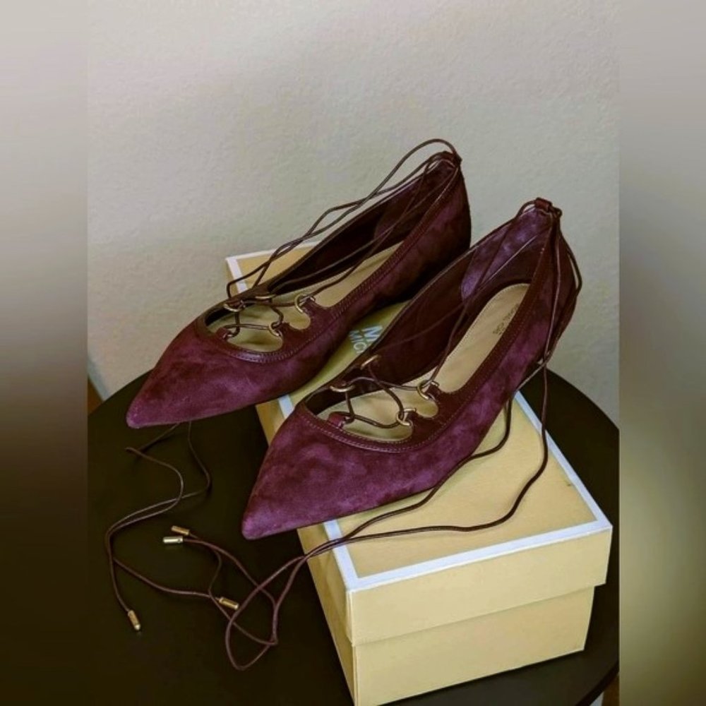 Michael Kors Plum (Maroon Burgundy) Suede Tabby flats Size: 8 1/2 (39)***NIB***